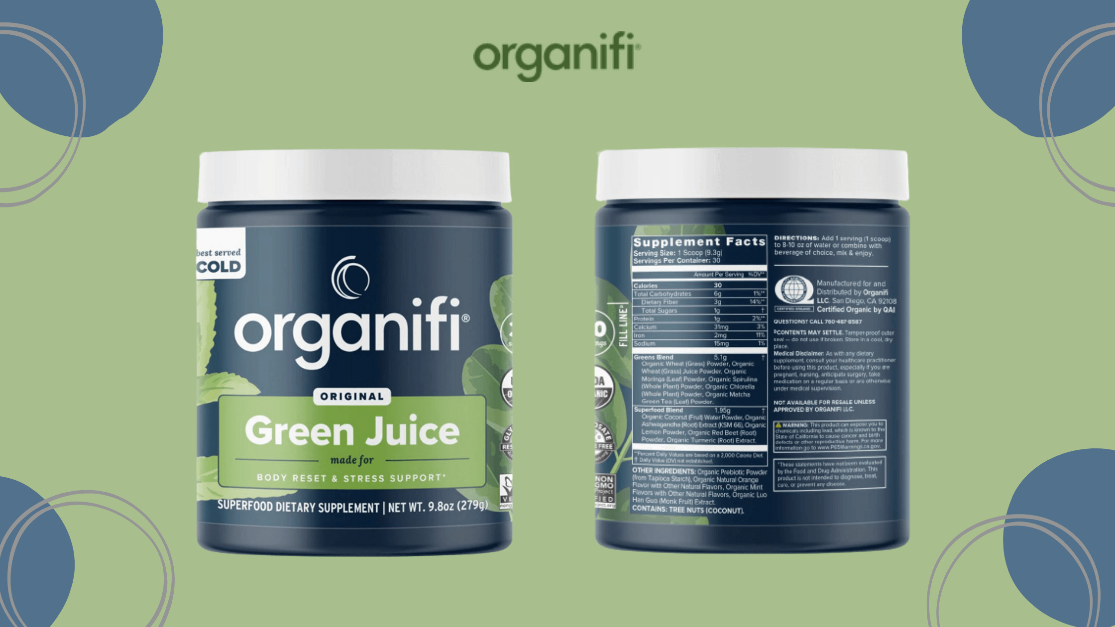 Organifi Green Juice Supplement Facts