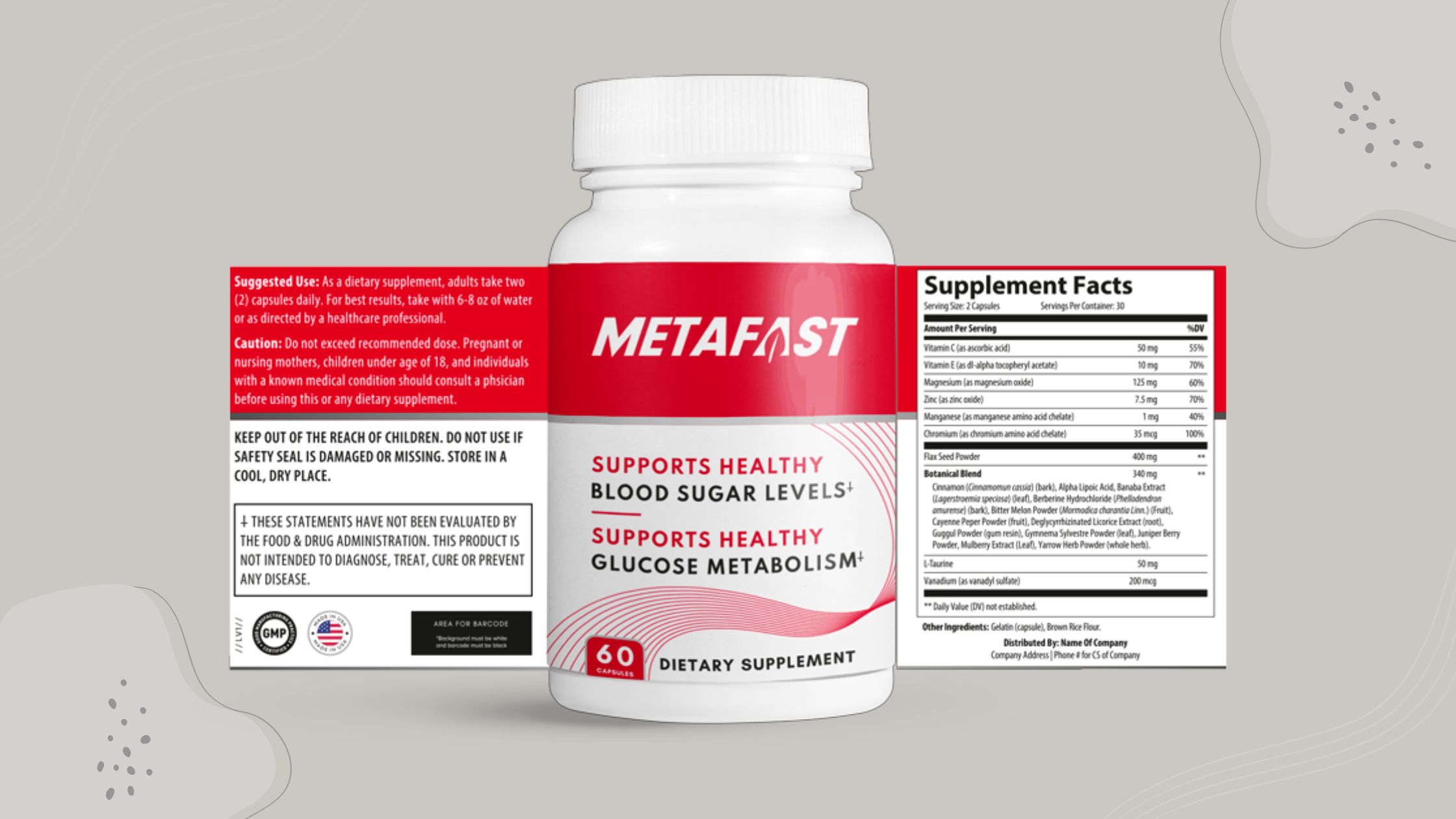 Metafast Supplement Label