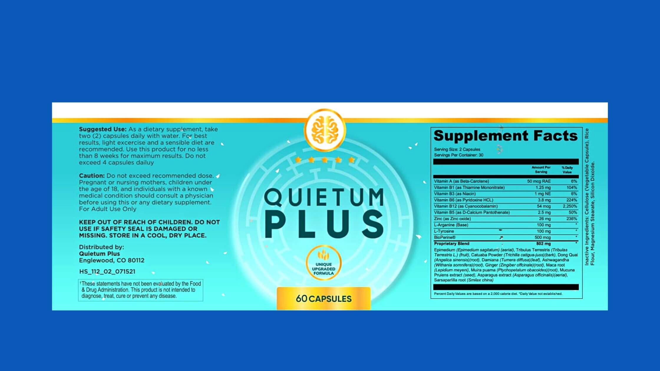 Quietum Plus Suplement Label