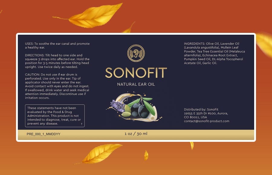SonoFit Supplement Facts Label