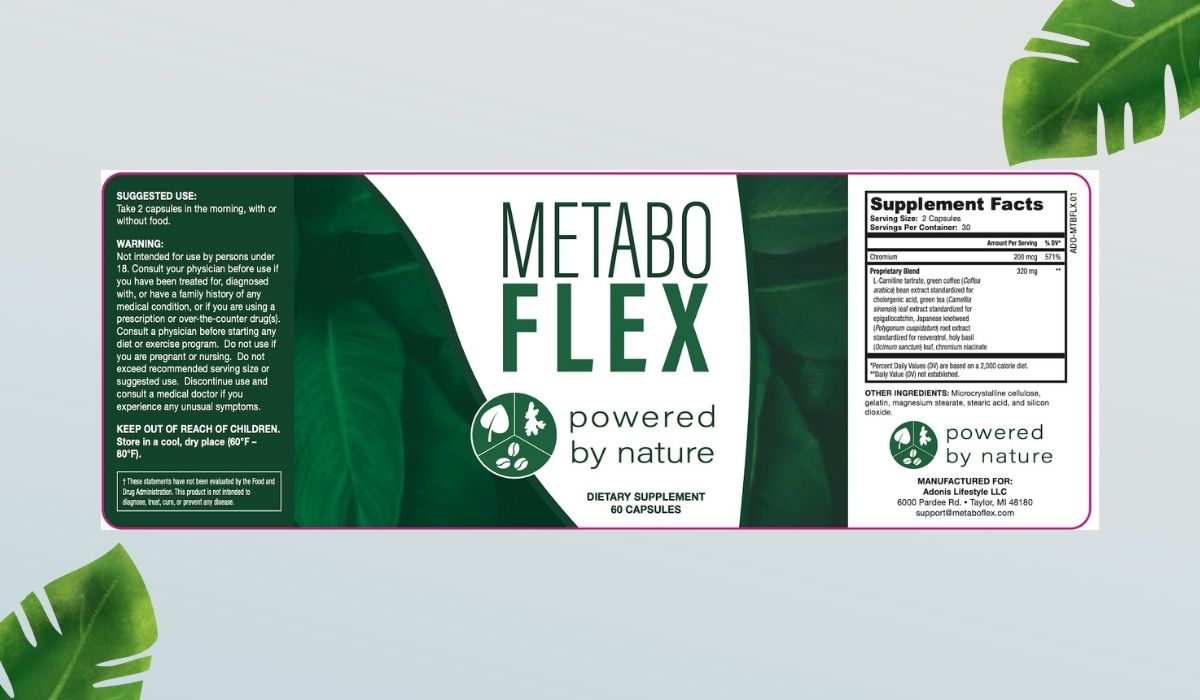 Metabo Flex Supplement Facts Label